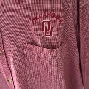Oklahoma University OU red check button down long sleeves men’s cotton shirt 2XL